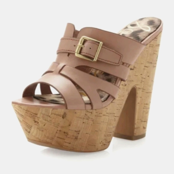 Sam Edelman Shoes - Sam Edelman Leather CHASE Cork Wedge Platform Sandals sz 10